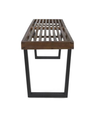 Acacia Wood Patio Bench - Dark Brown & Black