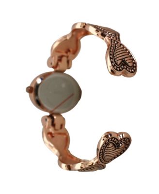 Rose Gold Heart Details Bangle Women Watch