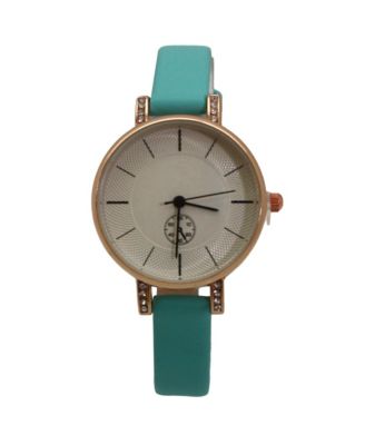 Light Blue Faux Leather Small Face Chronograph Women Watch