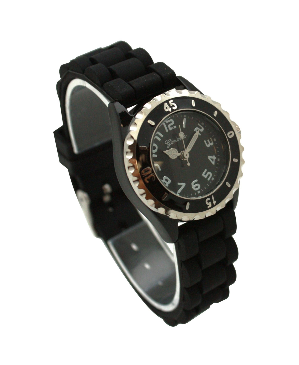 Olivia Pratt Black Solid Color Silicone Strap Casual Women Watch