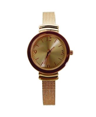 Rose Gold Red Olivia Pratt Every Day Textured Metal Bangle Watch