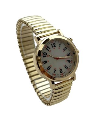 Gold Stretch Band Easy Read Nurse Watch with Second Hand Women Watch
