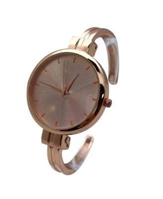 Rose Gold Big Face Minimalist Bezel Bangle Women Watch