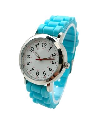 Turquoise Easy Read Medical Professionals Silicone Band Women Watch