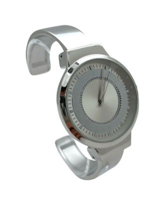 Metallic Colors Round Face Bangle Women Watch, Silver
