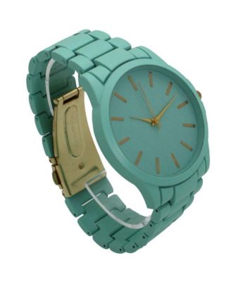 Teal Solid Color Large Face Women Watch