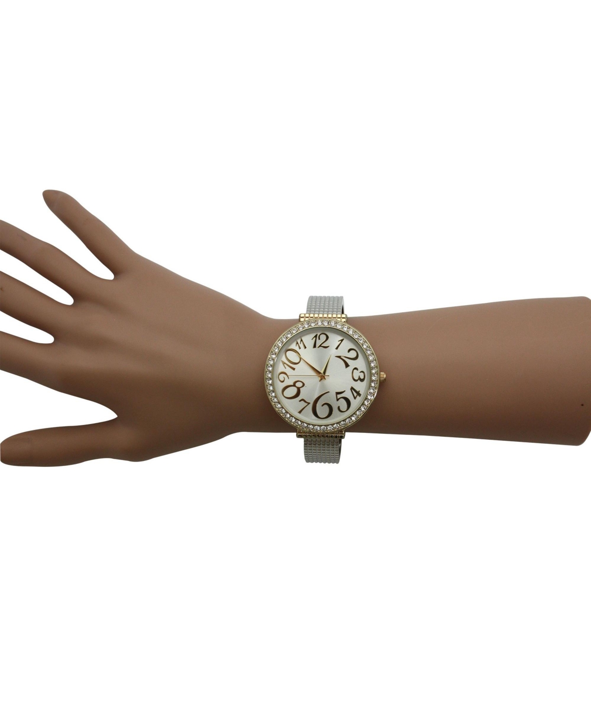 Olivia Pratt Two Tone Big Round Face with Rhinestones Women Watch