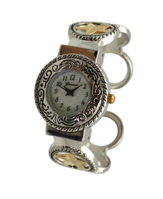 Two Tone Circles Shape Bangle Women Watch