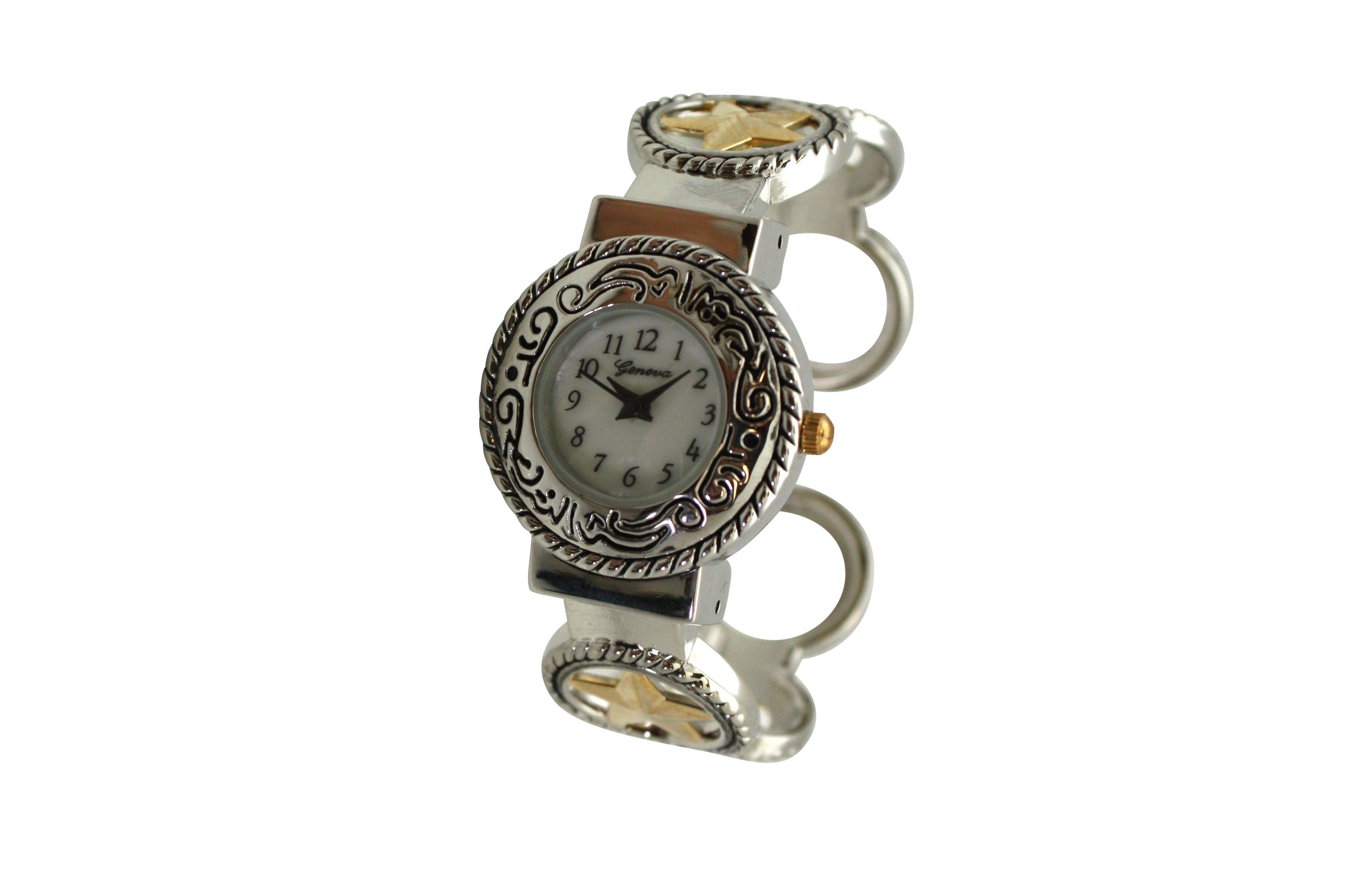 Two Tone Circles Shape Bangle Women Watch