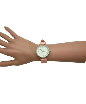 Orange Stripped Pastel Colors Faux Leather Women Watch