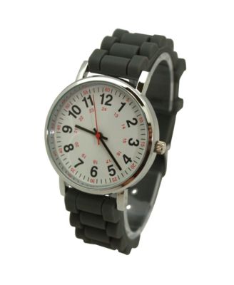 Grey Solid Silicone Bold Numbers Women Watch