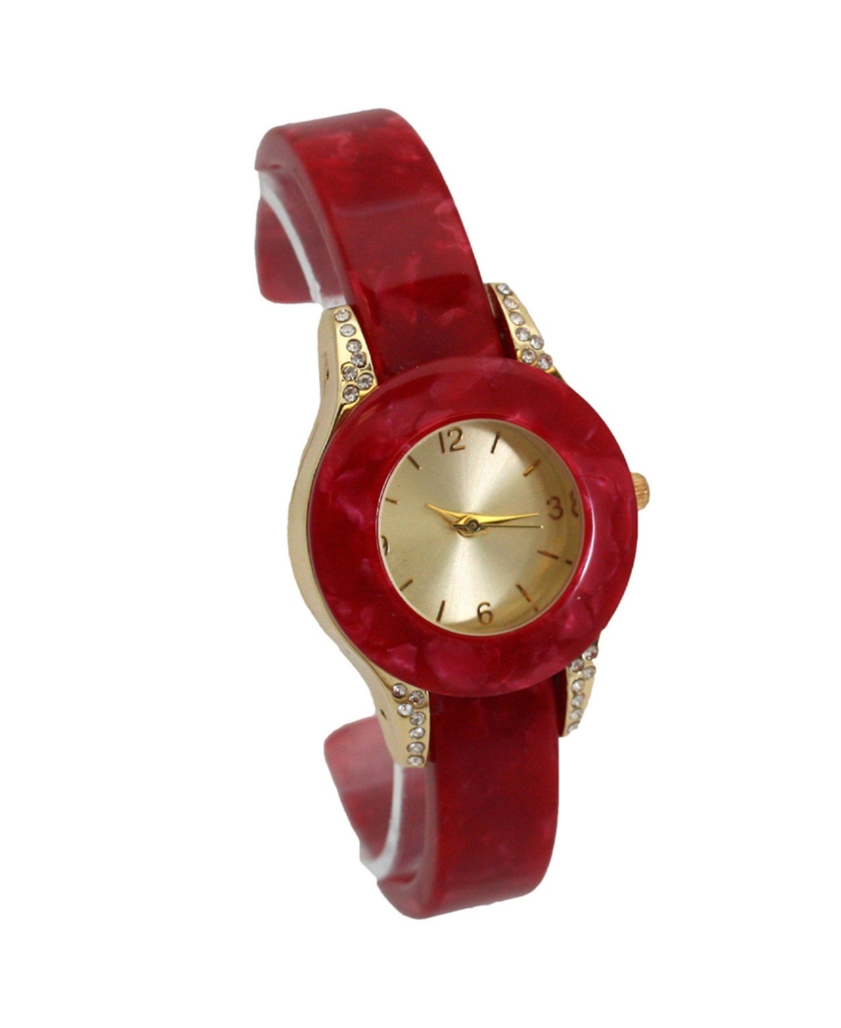 Olivia Pratt Red Rhinestone Tortoise Bangle Watch