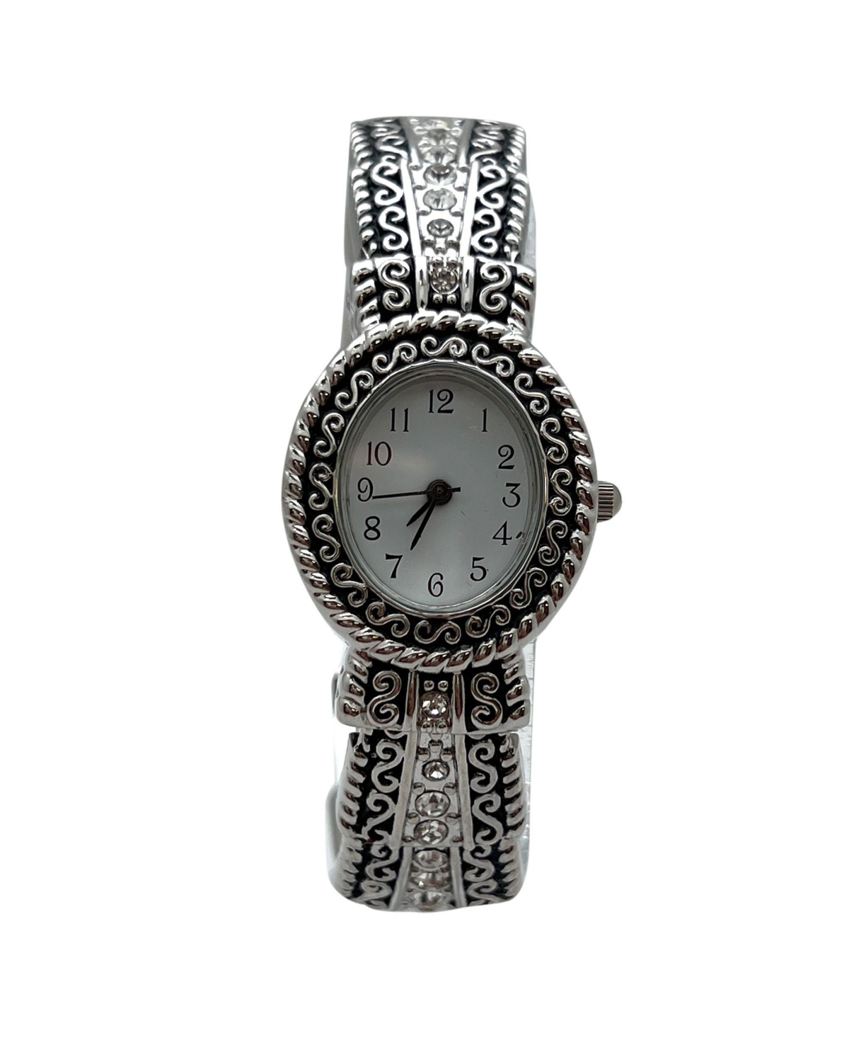 Olivia Pratt Silver New Elegant Textured Bangle Women Watch
