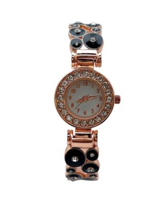 Black Rose Gold Colorful Round Shapes Band Bangle Women Watch