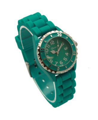 Teal Solid Color Silicone Strap Casual Women Watch