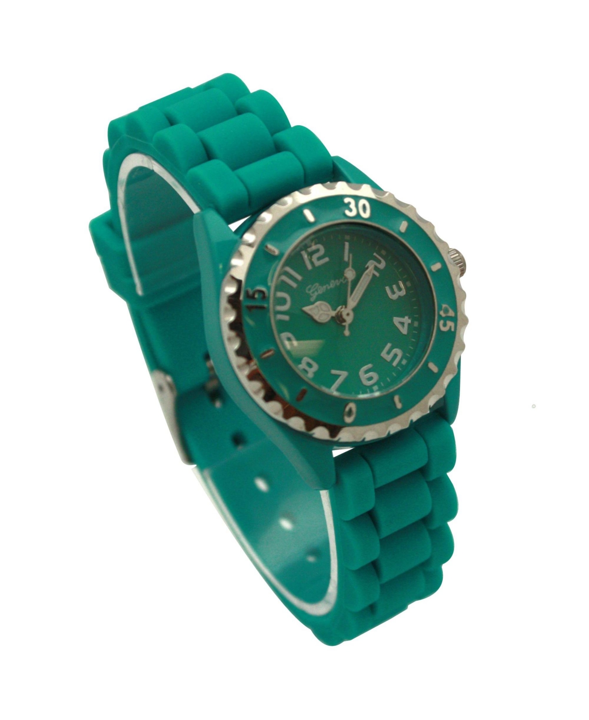 Olivia Pratt Teal Solid Color Silicone Strap Casual Women Watch