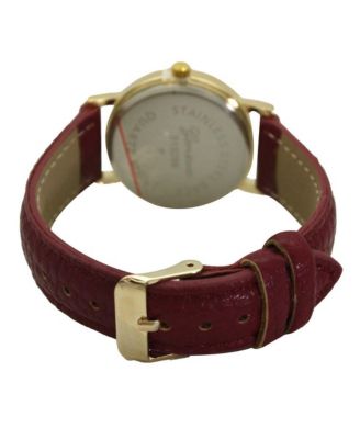 Burgundy Bicycle Face Leather Strap Watch