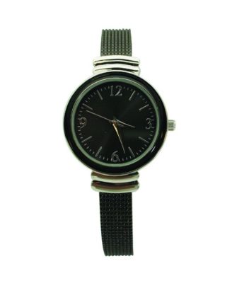 Black Silver Olivia Pratt Every Day Textured Metal Bangle Watch