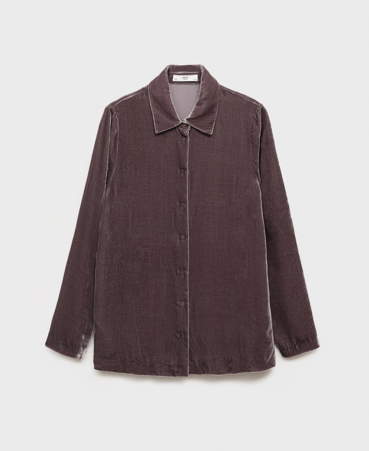 Mango Velvet Button-up Shirt In Purple