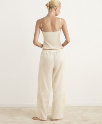 Women's Drawstring Cotton Lace Pajama Pants