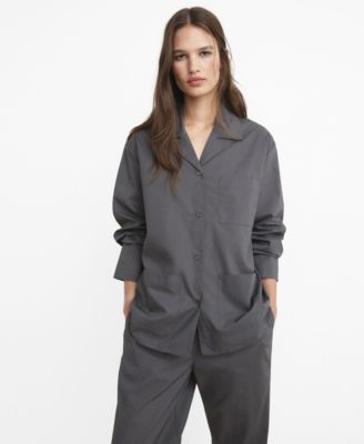 MANGO - Women's Poplin Pajama Shirt