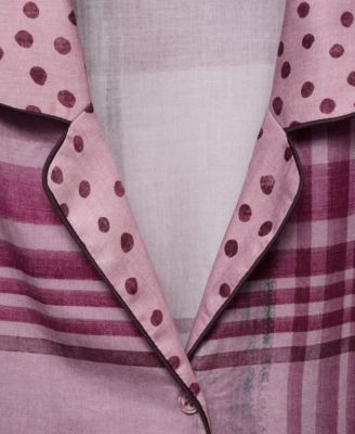 Women's Piping Detail Printed Pajama Shirt