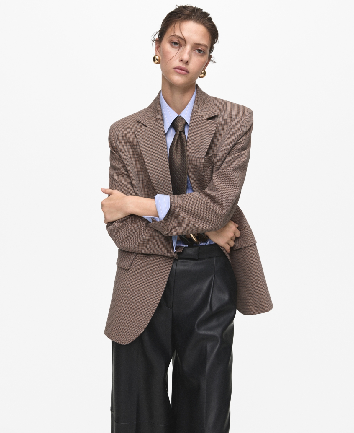 Mango Women's Leather-effect Wide-leg Pants In Black