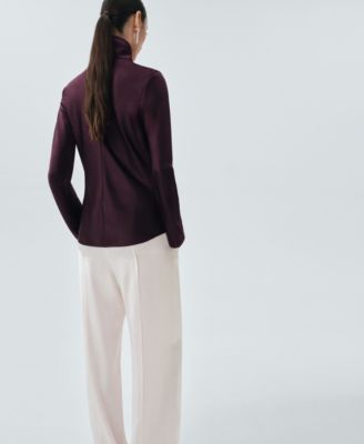 Women's High Collar Satin Blouse