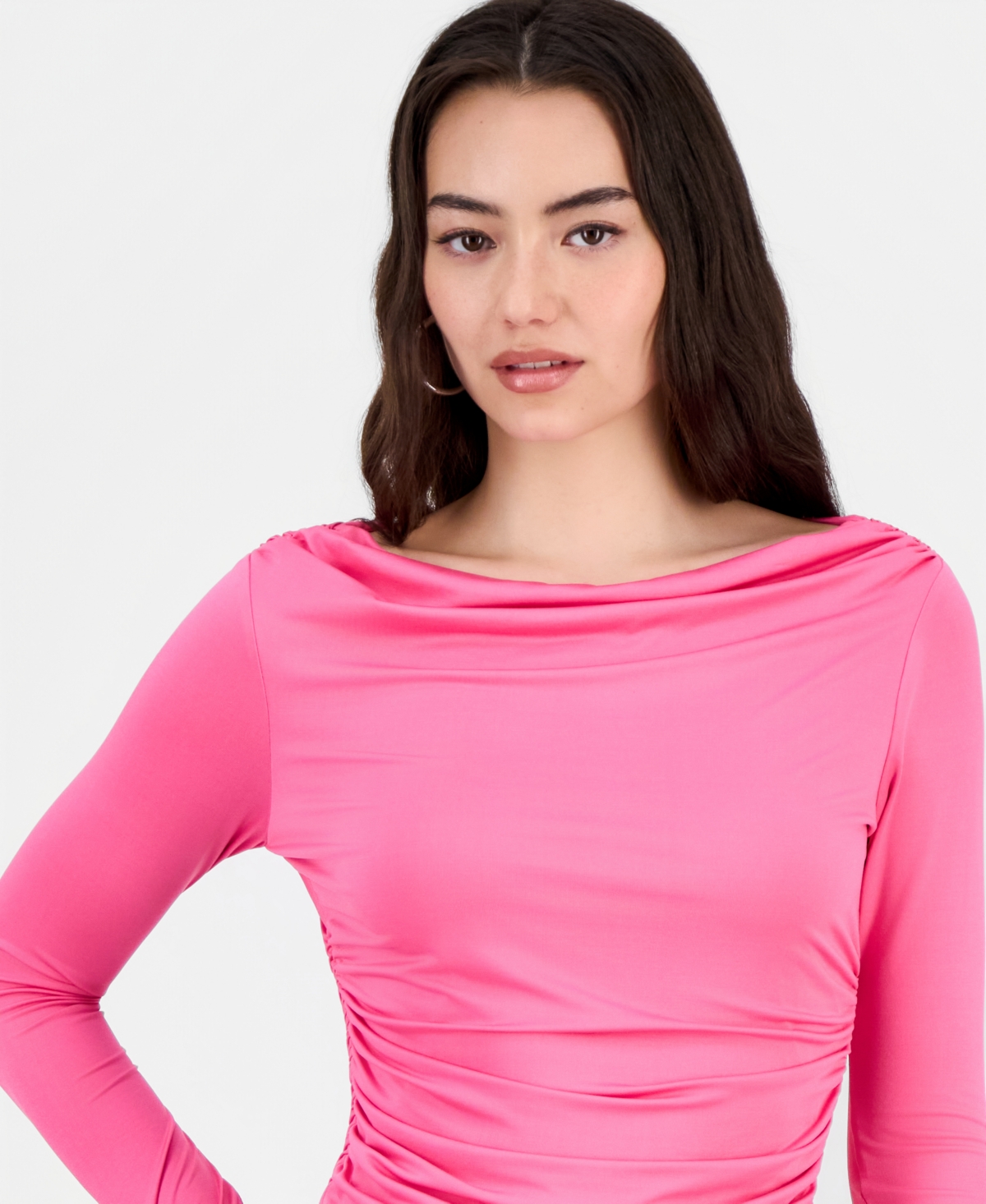 Bar Iii Women's Boat-neck Jersey Top, Macy's Exclusive In Pink