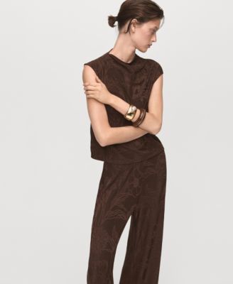 Women's Jacquard Floral-Print Straight Pants