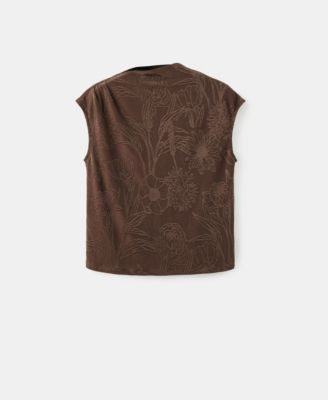 MANGO - Women's Jacquard Floral-Print Top