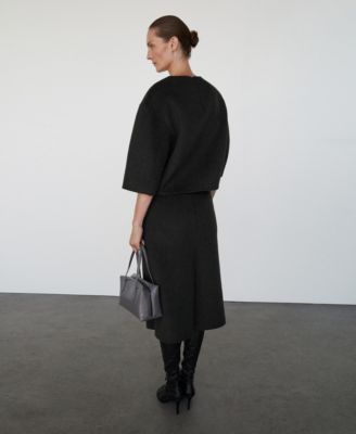 Women's Wool Slit Midi-Skirt