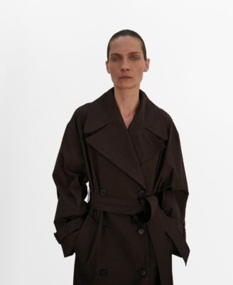 MANGO - Women's Long Virgin Wool Trench Coat