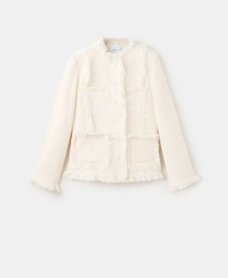 MANGO - Women's Frayed Ends Tweed Jacket