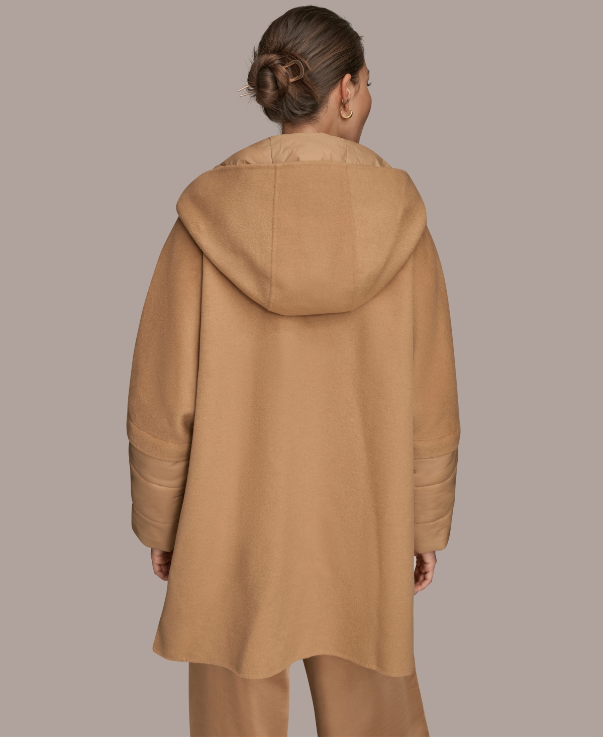 Donna Karan Weekend Women's Puffer Sleeve Cape Coat In Brown