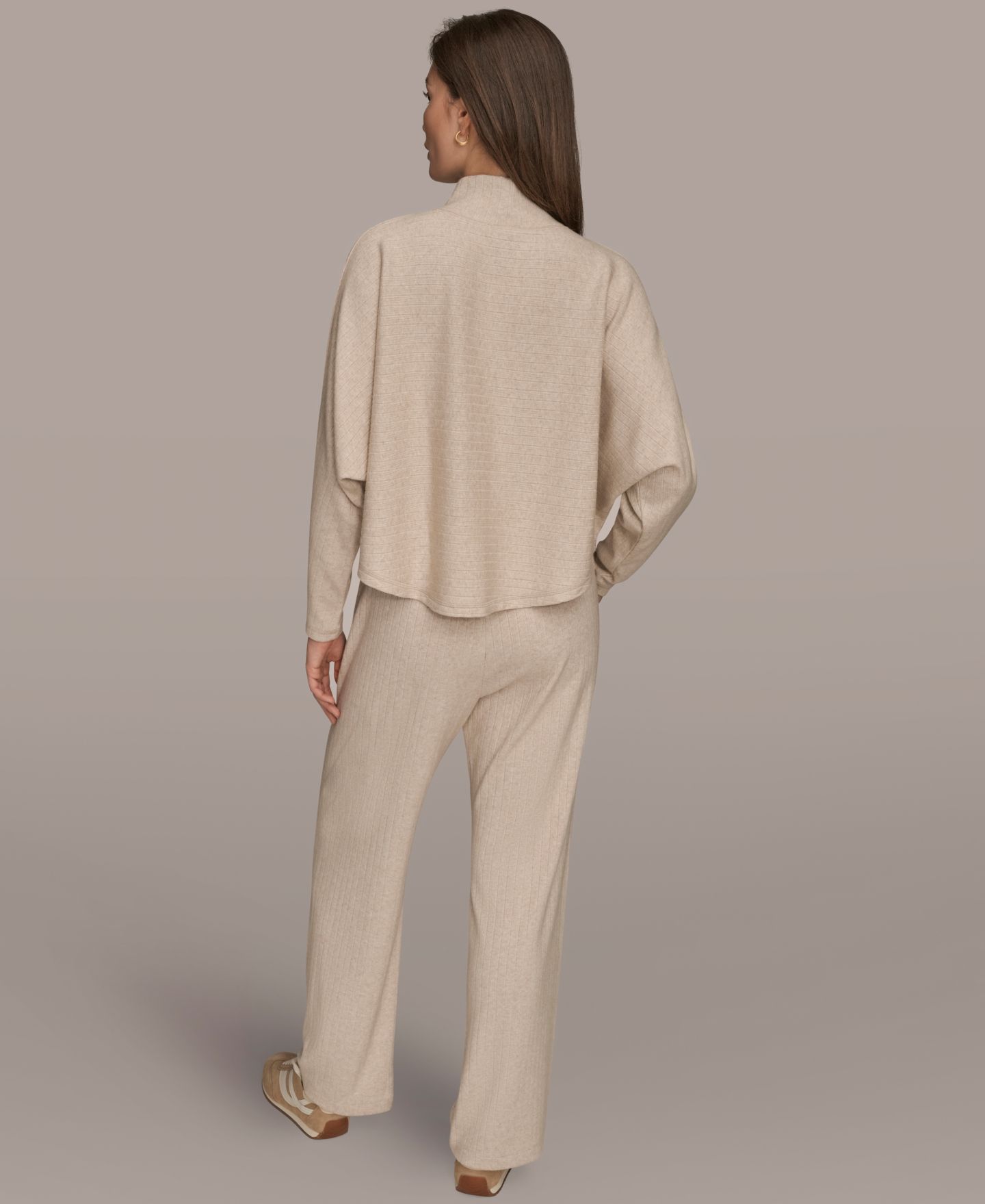 Женский свитер Donna Karan Weekend Brushed Rib Dolman Funnel Neck Pullover, цвет: Светлый палевый меланжевый — фото 6