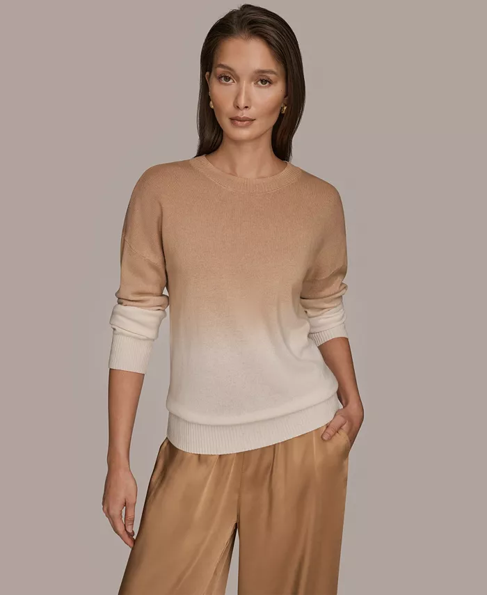 Women's Long Sleeve Wool Cashmere Blend Dye Dip Sweater - thumbnail 10
