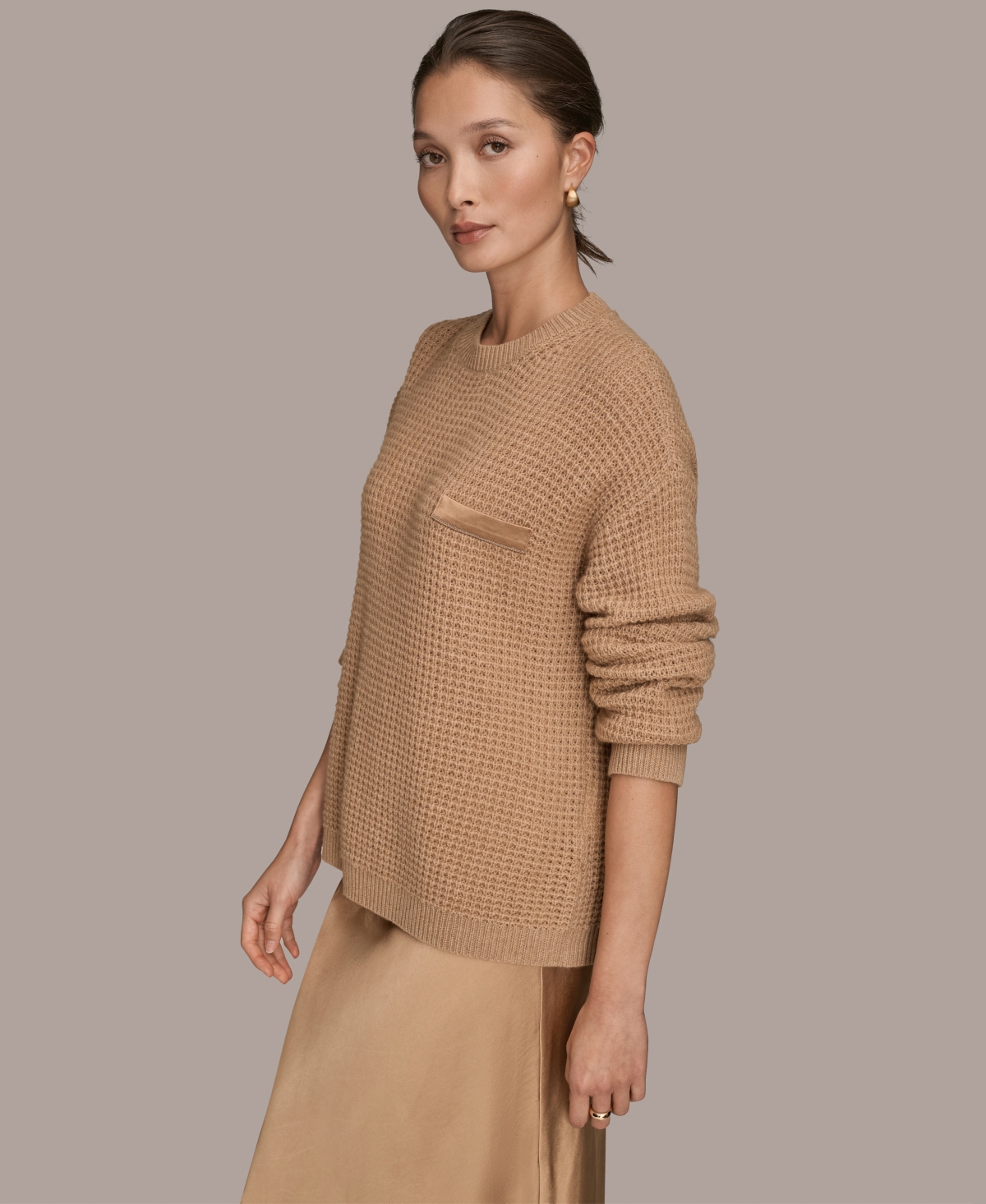 Donna Karan Weekend Women's Long Sleeve Waffle Stitch Sweater