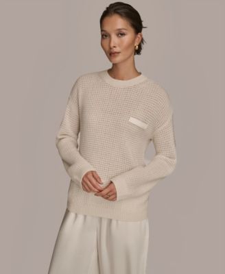 Donna Karan Weekend - Women's Long Sleeve Waffle Stitch Sweater