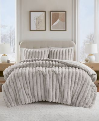 Jasmine Faux Fur Reverse to Velvet 3-Pc. Comforter Set, Full/Queen