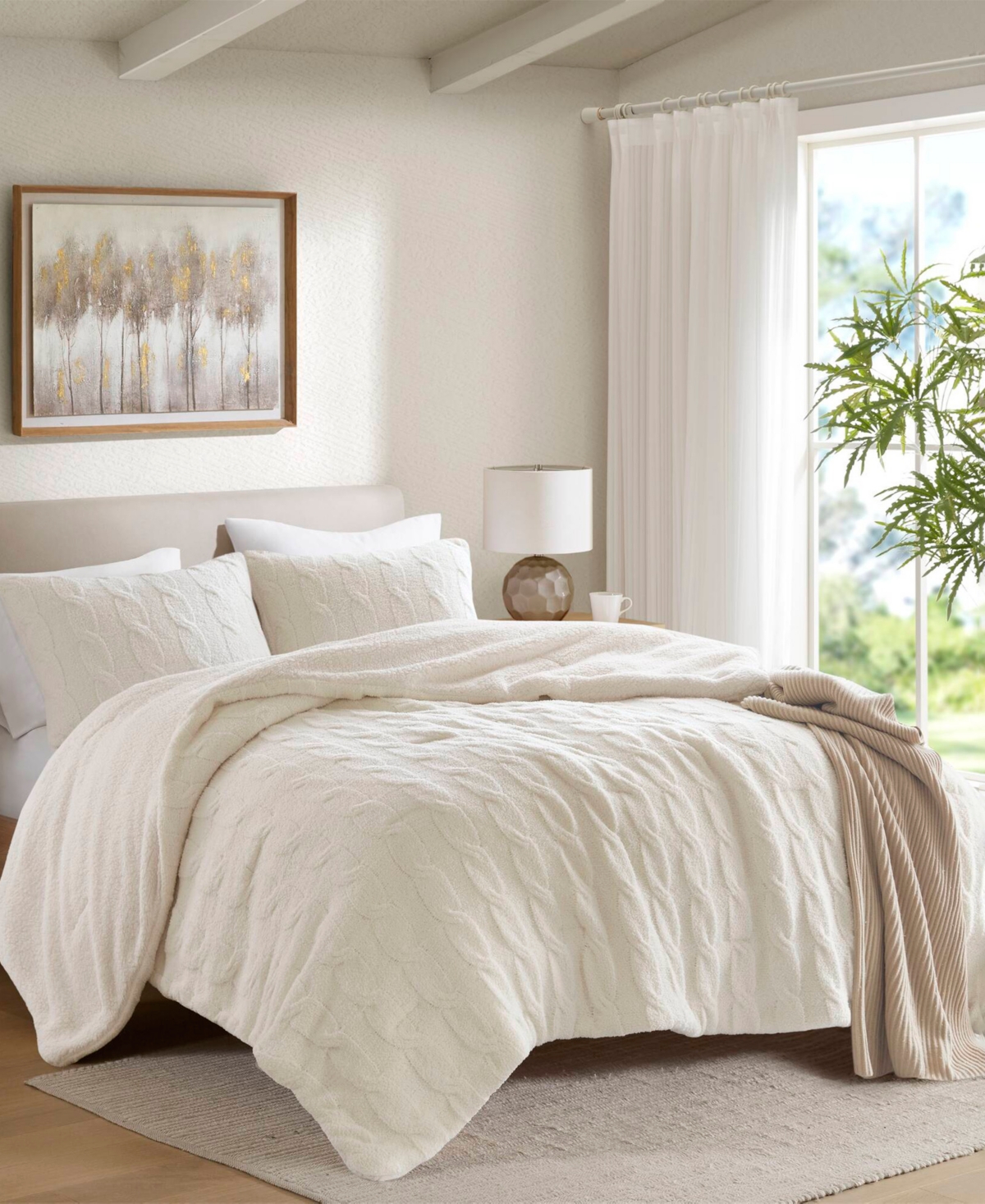 Madison Park Riordan Waffle Knit Chenille 3-pc. Comforter Set, Full/queen In Neutral