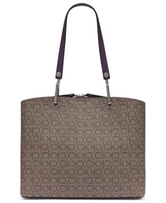 Garnet Signature Triple Compartment Large Top Zipper Tote Bag