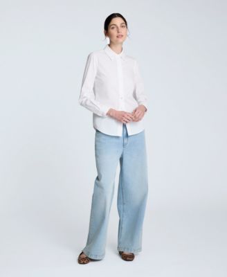 Women's Solid Poplin Button Front Shirt