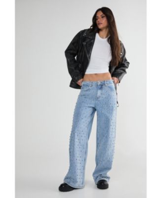 Women's Studded Straight Leg Denim Jeans
