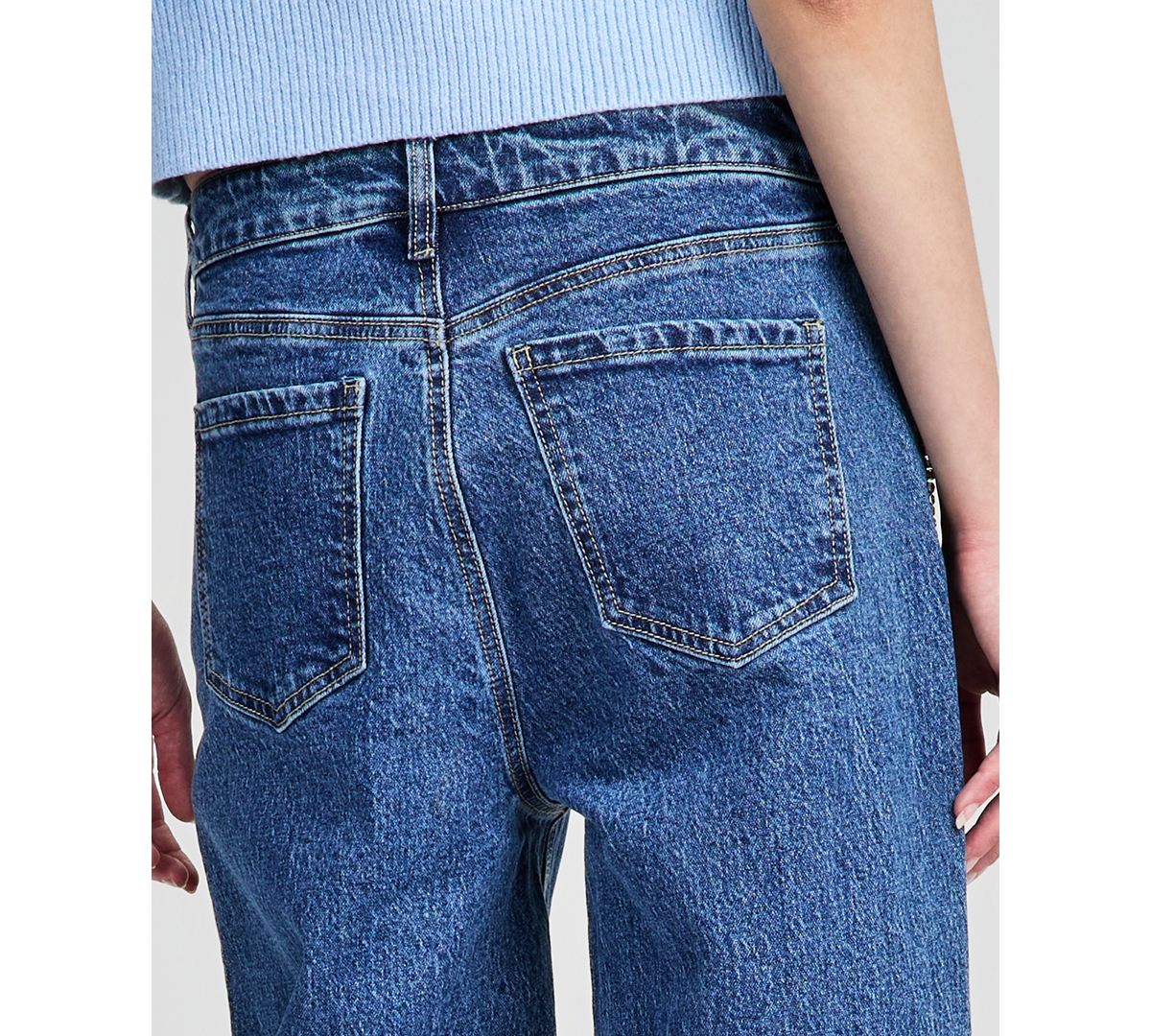 Bar Iii Women's Rhinestone Embellished Wide Leg Jeans, Macy's Exclusive