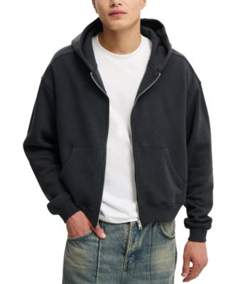 Men's Cropped Zip Up Hoodie