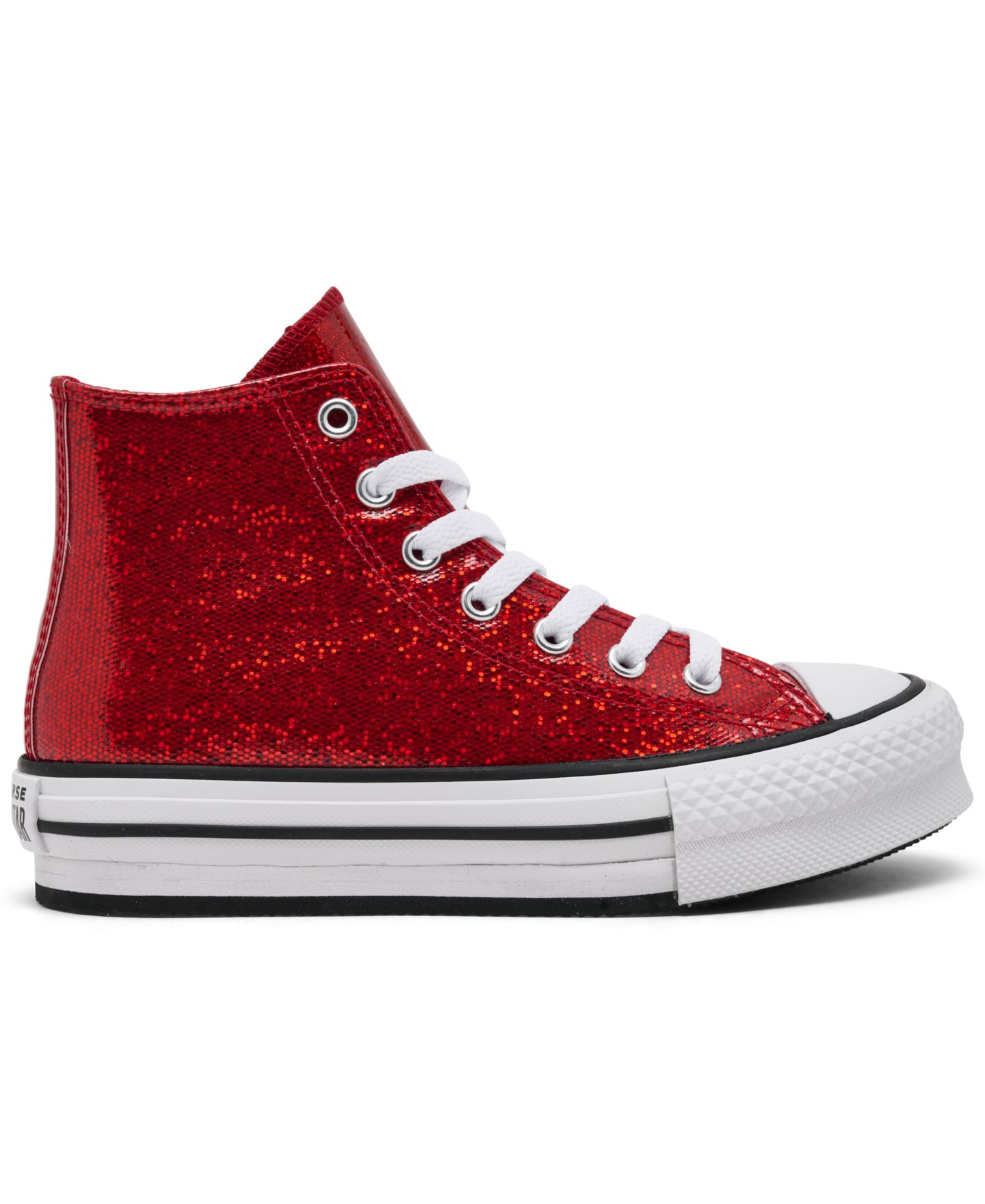 Кроссовки Converse Chuck Taylor All Star Glitter Lift Platform Casual Sneakers from Finish Line для девочек, цвет: Красный / Белый — фото 2