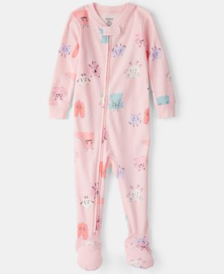 Carter's - Baby Girls Monster Print Footed Long-Sleeve One Piece Pajama