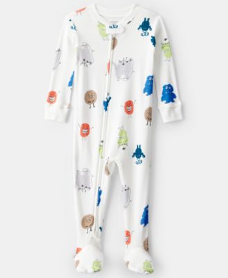 Carter's - Baby Boys Monster Print Footed Long-Sleeve One Piece Pajama