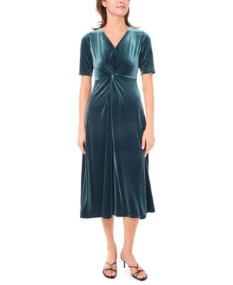 MSK - Women's V-Neck Twist Front Midi Dress